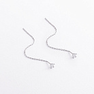 Серебряные серьги - протяжки с фианитами 902-01056 от ювелирного магазина Оникс