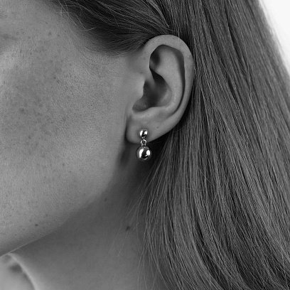 Серьги - пусеты "Margo" с шариками (белое золото) с08743 №4