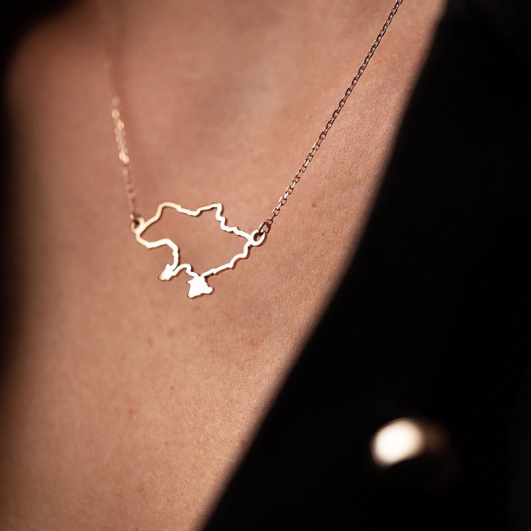 Колье "Карта Украины" в красном золоте 4034ч от ювелирного магазина Оникс - 1