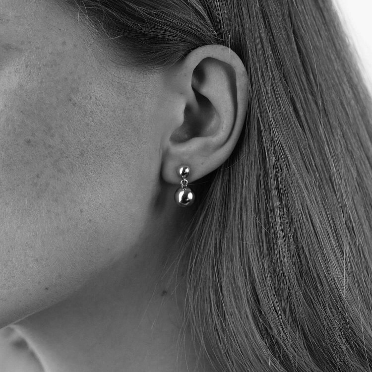 Серьги - пусеты "Margo" с шариками (белое золото) с08743 от ювелирного магазина Оникс - 3