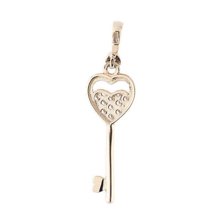 Золотой кулон "Ключик" (фианиты) п02836 от ювелирного магазина Оникс - 1