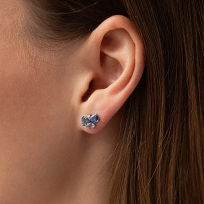 Золоті сережки - пусети з діамантами і сапфірами сб0600sth №4