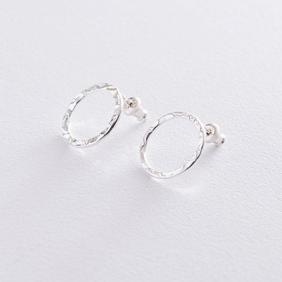 Срібні сережки "Мерехтіння" (1.6 см) 122707 №5