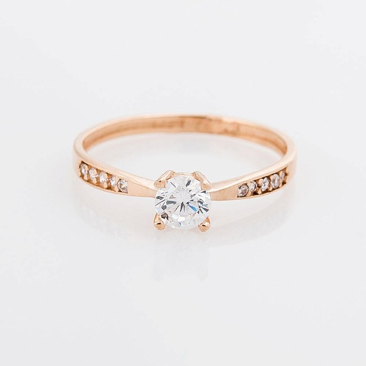 Золота заручальна каблучка з фіанітами к04211 від ювелірного магазину Онікс - 2