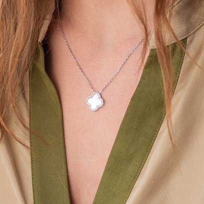 Золоте кольє "Конюшина" з фіанітами кол01781 №3