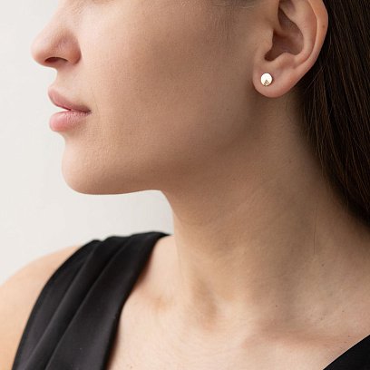 Золоті сережки-пусети з фіанітами с06765 №2