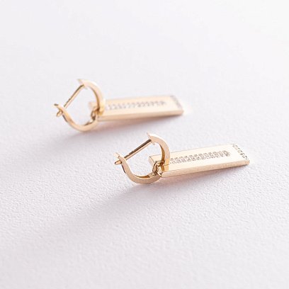 Серьги в желтом золоте с фианитами с07164 №3