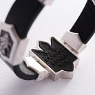 Чоловічий срібний браслет "Герб України - Тризуб" (шкіра, ебен) 1079 от ювелирного магазина Оникс - 9