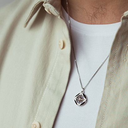 Мужское серебряное колье "Роза ветров" Zancan ESC008 №2