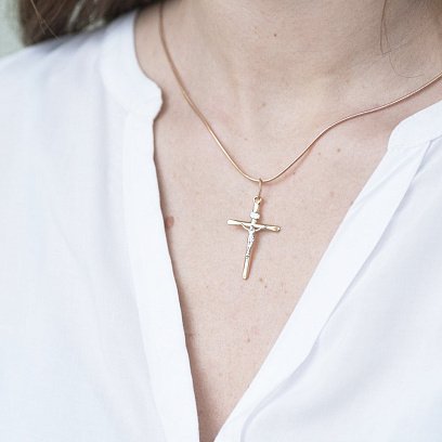 Золотой православный крестик п00663 №2