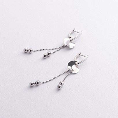 Срібні сережки "Кульки на ланцюжку" 123483 №2
