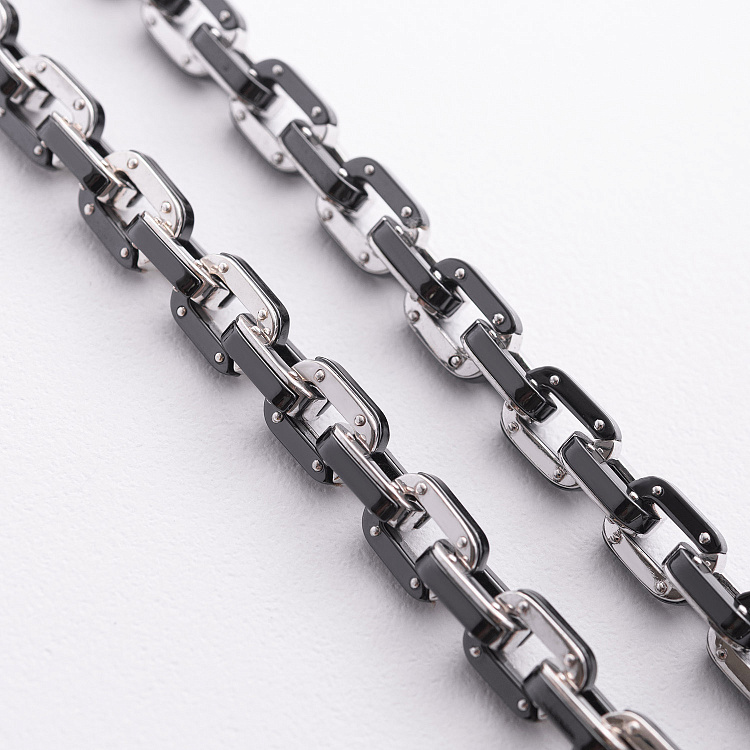 Мужская серебряная цепочка (керамика, фианиты) 1728 от ювелирного магазина Оникс - 3