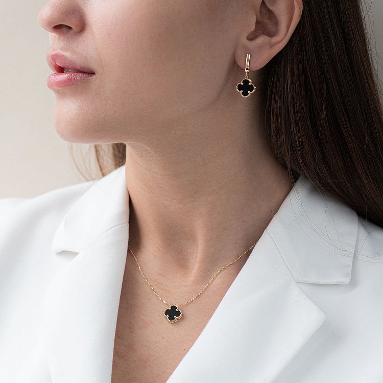 Золоте кольє "Конюшина" (онікс) кол01662 від ювелірного магазину Онікс - 7