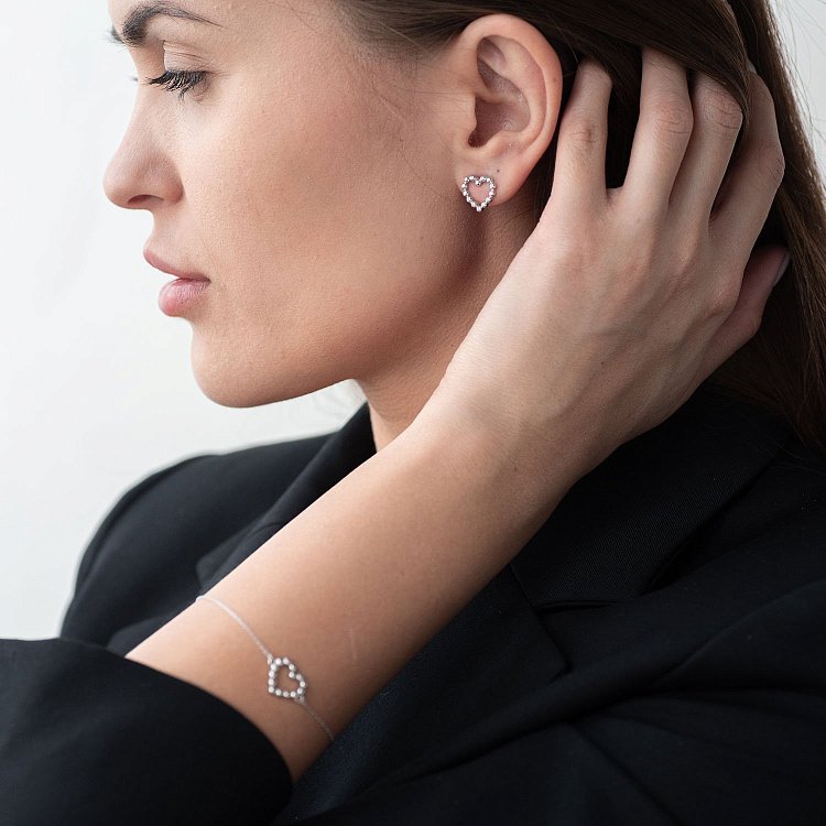 Браслет "Закохане серце" в білому золоті б04469 від ювелірного магазину Онікс - 6