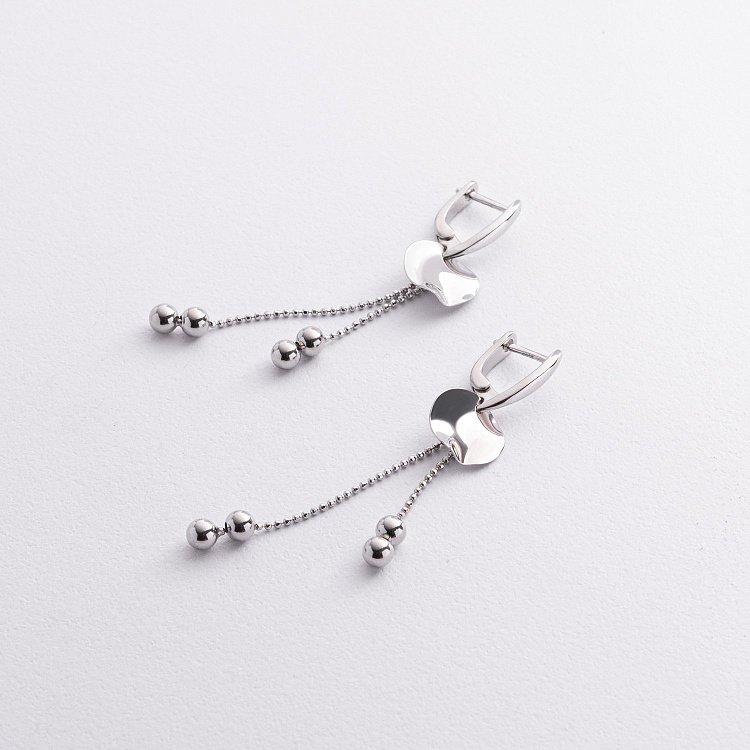 Срібні сережки "Кульки на ланцюжку" 123483 від ювелірного магазину Онікс - 1