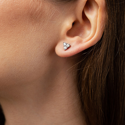 Золотые серьги - пусеты с бриллиантами сб0679mi №4