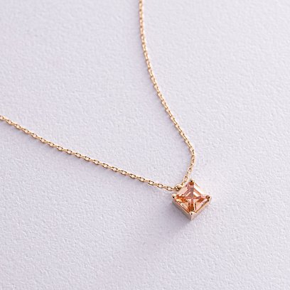 Золоте кольє "Альма" (помаранчевий фіаніт) кол02366 №4