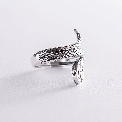 Серебряное кольцо "Змея" 112613 №4