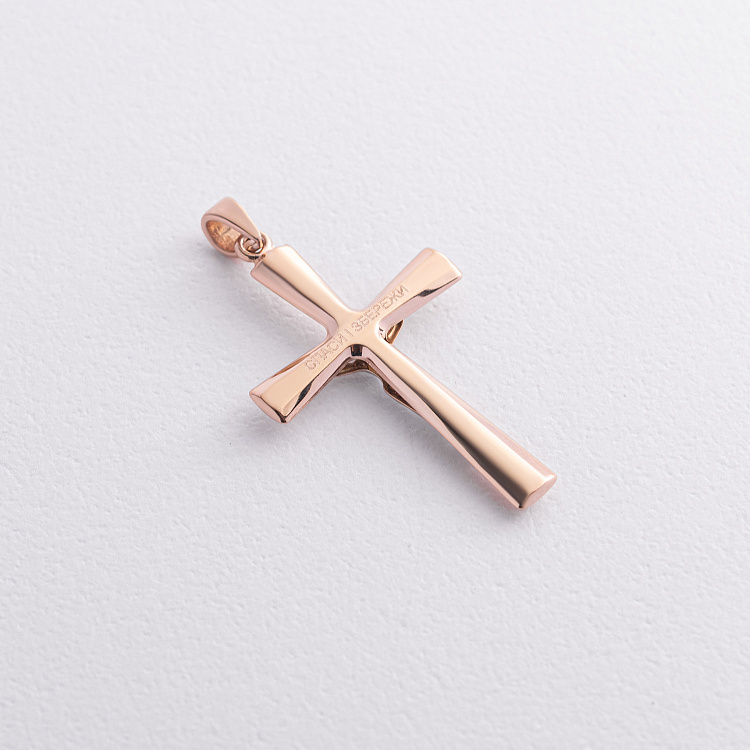 Золотий хрестик "Розп'яття. Спаси і Збережи" п04014 від ювелірного магазину Онікс - 1