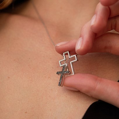 Золоте кольє "Крестик" з діамантами 126841121 №6