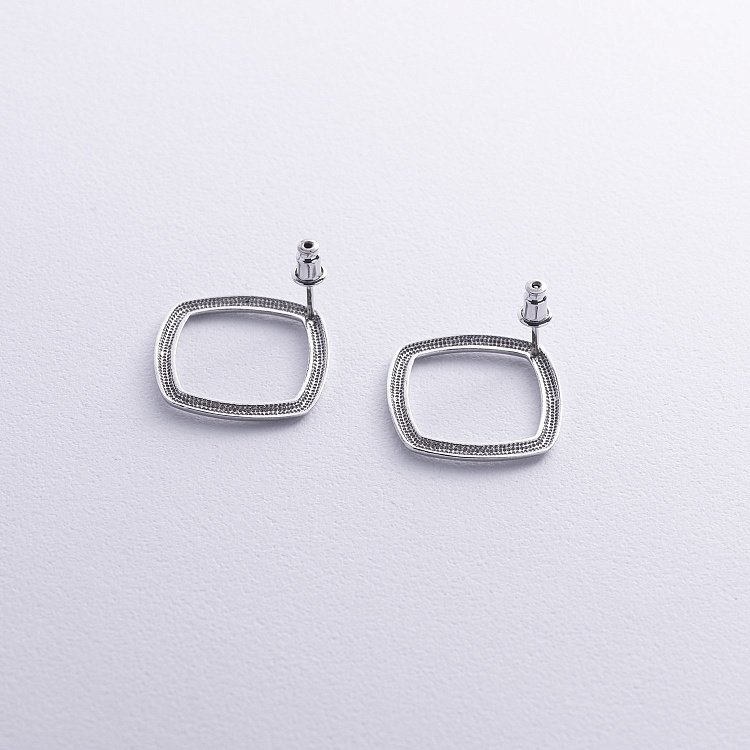 Срібні сережки - пусети "Ромби" 122643 від ювелірного магазину Онікс - 5