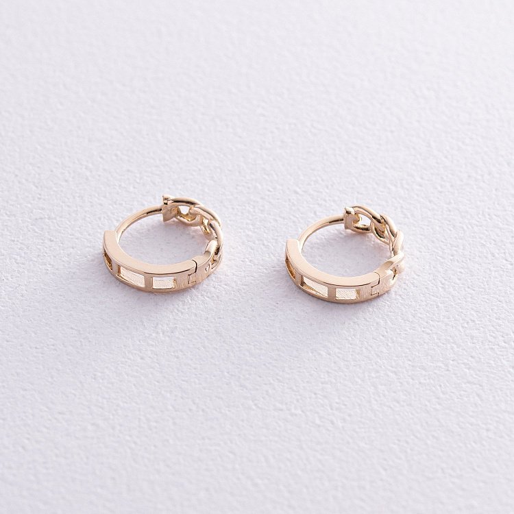 Серьги - кольца "Цепочки" в желтом золоте с08209 от ювелирного магазина Оникс - 2