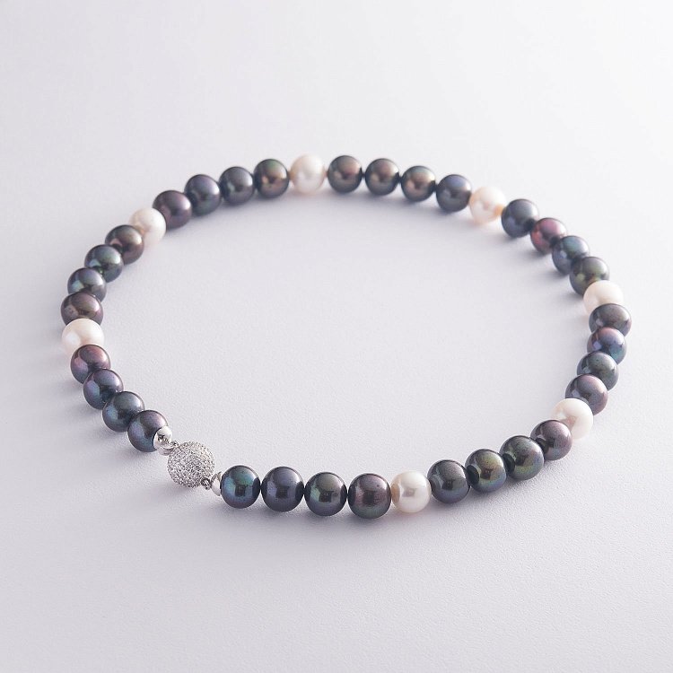 Кольє з перлів з фіанітами бус729 від ювелірного магазину Онікс