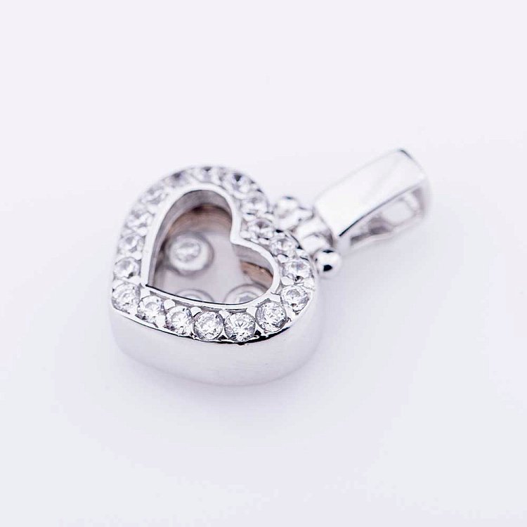 Золота підвіска "Серце" з фіанітами п02496 від ювелірного магазину Онікс - 1