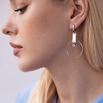 Серебряные серьги "Геометрия" с фианитами 4989 №5