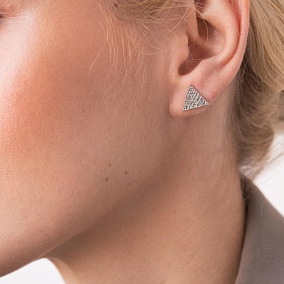 Серебряные серьги - пусеты "Треугольники" 4888 №4