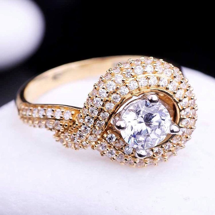 Золотое кольцо с фианитами к01742ж от ювелирного магазина Оникс - 5