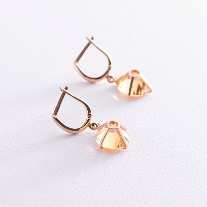 Золоті сережки "Захоплення" з цитрином с05297 №12