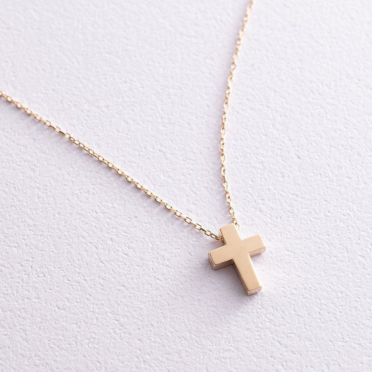 Колье "Крестик" в желтом золоте кол02268 от ювелирного магазина Оникс