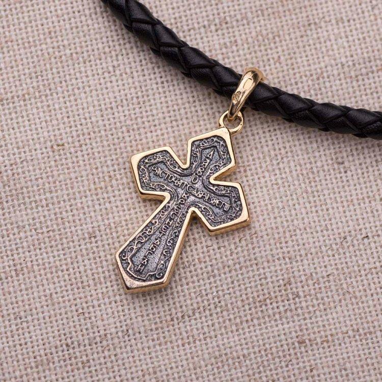 Серебряный православный крест с позолотой "Распятие" 132424 от ювелирного магазина Оникс - 1