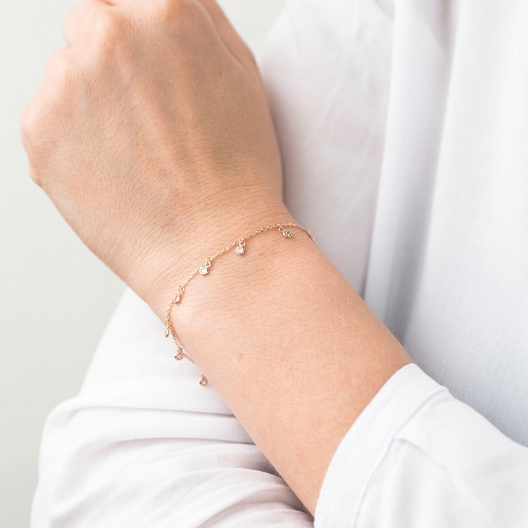 Золотий браслет з фіанітами б03401 від ювелірного магазину Онікс