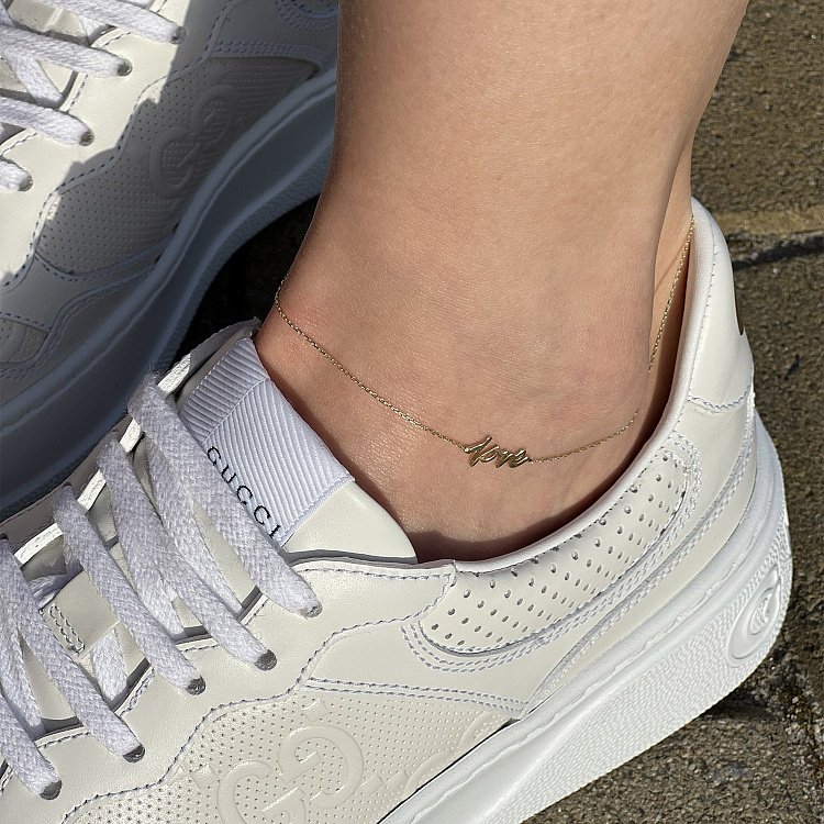 Золотий браслет "Love" на ногу б04864 від ювелірного магазину Онікс - 6