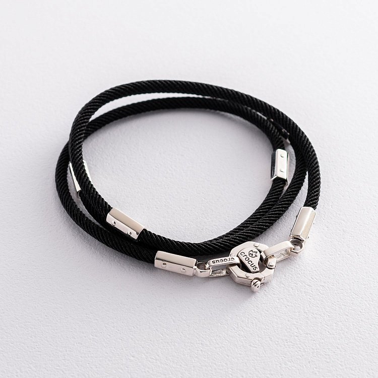 Шелковый шнурок с серебряной застежкой Ш0005-4в/д3 от ювелирного магазина Оникс