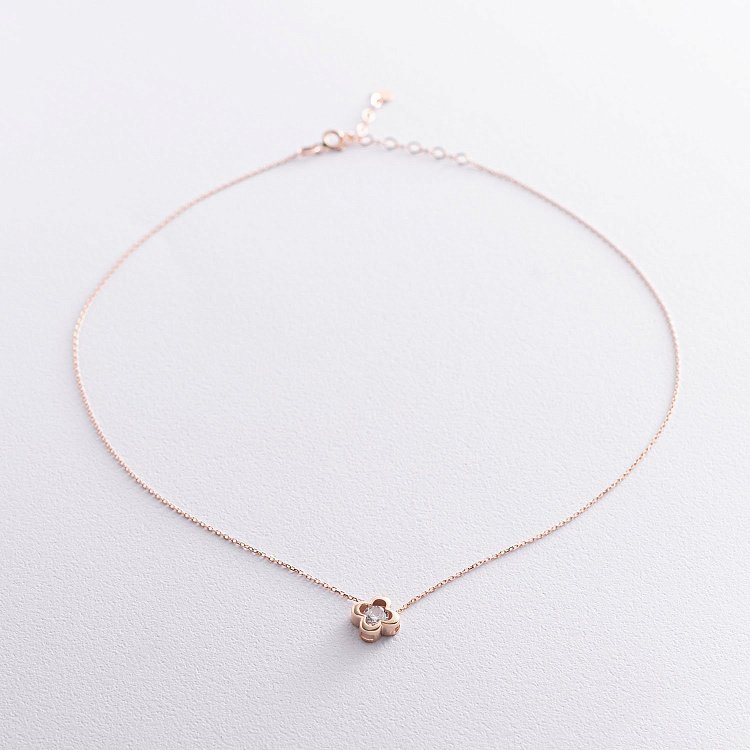 Колье "Клевер" в красном золоте (фианит) кол01837 от ювелирного магазина Оникс - 2