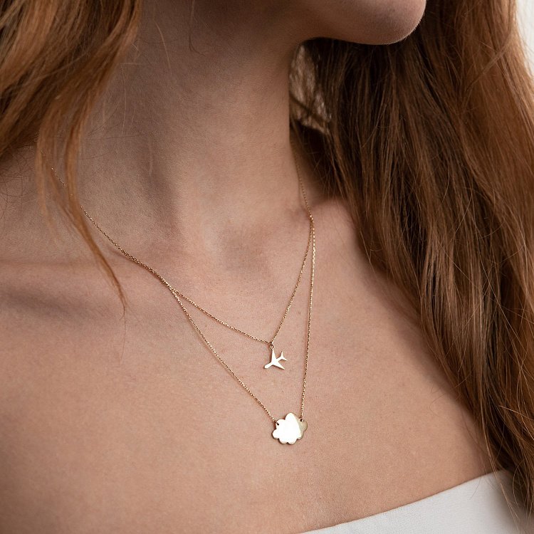 Кольє "Політ над хмарами" в жовтому золоті (можлива гравірування) кол01927 від ювелірного магазину Онікс - 1