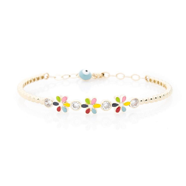 Детский браслет "Цветы" (полимер, эмаль, фианит) б03359 от ювелирного магазина Оникс - 1