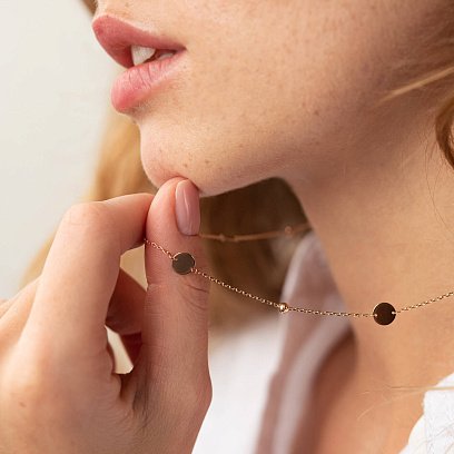 Золотое колье "Монетки и шарики" кол02257 №4