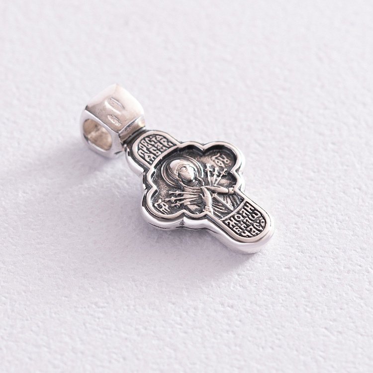 Серебряный крестик "Господь Вседержитель. Икона Божией Матери "Семистрельная" 13515 от ювелирного магазина Оникс - 1