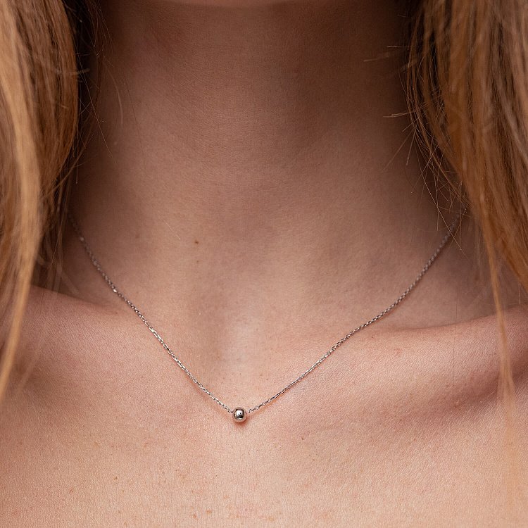 Колье "Шарик" в белом золоте (4 мм) кол02136 от ювелирного магазина Оникс - 5