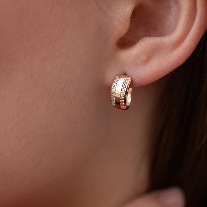 Детские золотые серьги с фианитами с05415 №4