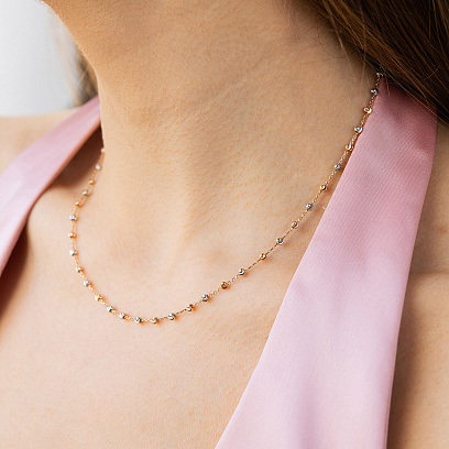 Кольє "Кульки" (червоне, біле золото) кол02606 №7