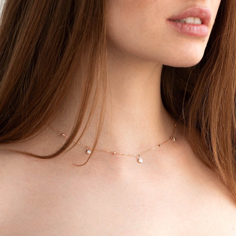 Кольє в червоному золоті з фіанітами кол01634 від ювелірного магазину Онікс - 2