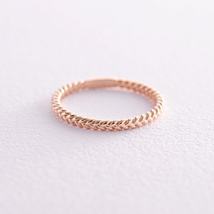 Кольцо "Косичка" в красном золоте к07159 от ювелирного магазина Оникс - 2