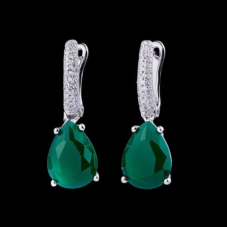 Серебряные серьги (фианиты) 122013 от ювелирного магазина Оникс - 1