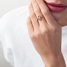 Золотое кольцо "Клевер" с фианитами к04932 от ювелирного магазина Оникс - 1