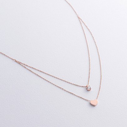 Кольє "Серце" з фіанітом (червоне золото) кол02564 №3